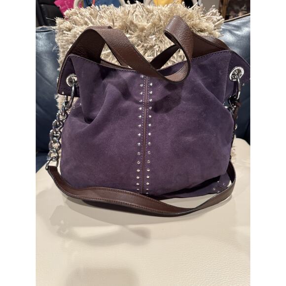 Michael Kors Astor Purple Suede Shoulder with COA - Picture 1 of 9